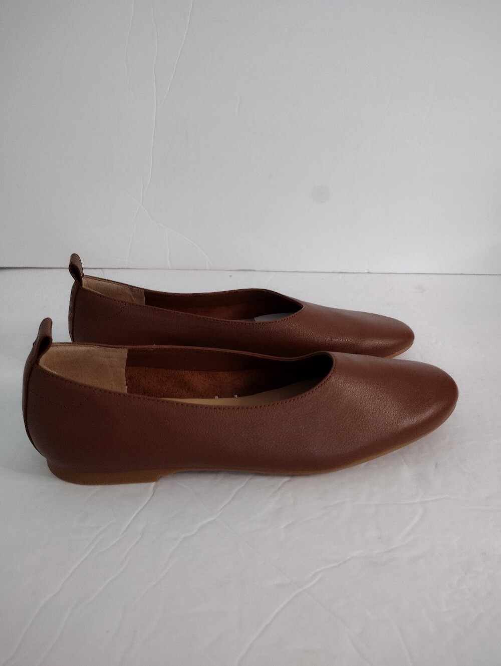 Quince Women Italian Leather Glove Ballet Flats Shoes Cognac Size 7.5 New - Picture 3 of 11